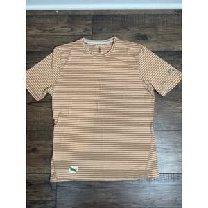 Tracksmith Running Horizon Tee Men’s Medium Orange/Creme Striped Athletic